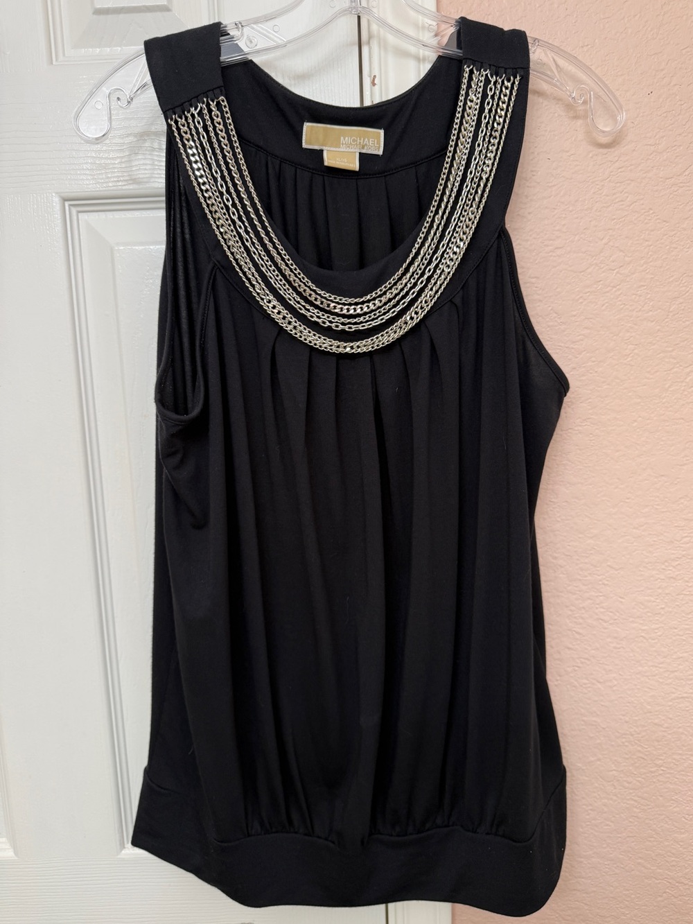 Michael Kors Black Tank Top with Silver Chain Detail